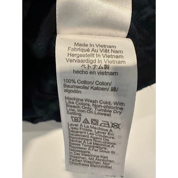 J Crew Size Medium Blue Green Flannel Ruffle Blouse Work Plaid Clueless Fall - Picture 6 of 9